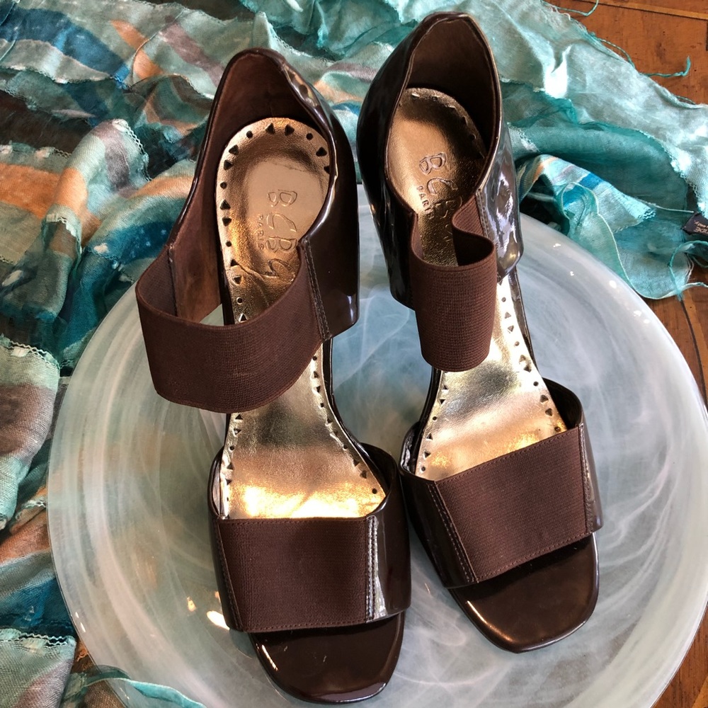 BCBG Brown Patent Heels